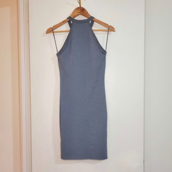 Zara Trafaluc silver grey knee length bodycon halter dress size 2 - Picture 2 of 3